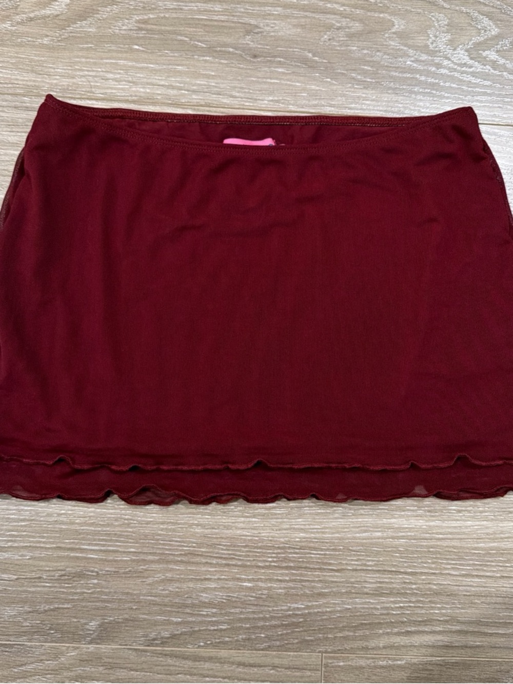 Edikted Burgundy Mini Skirt with Lettuce Hem